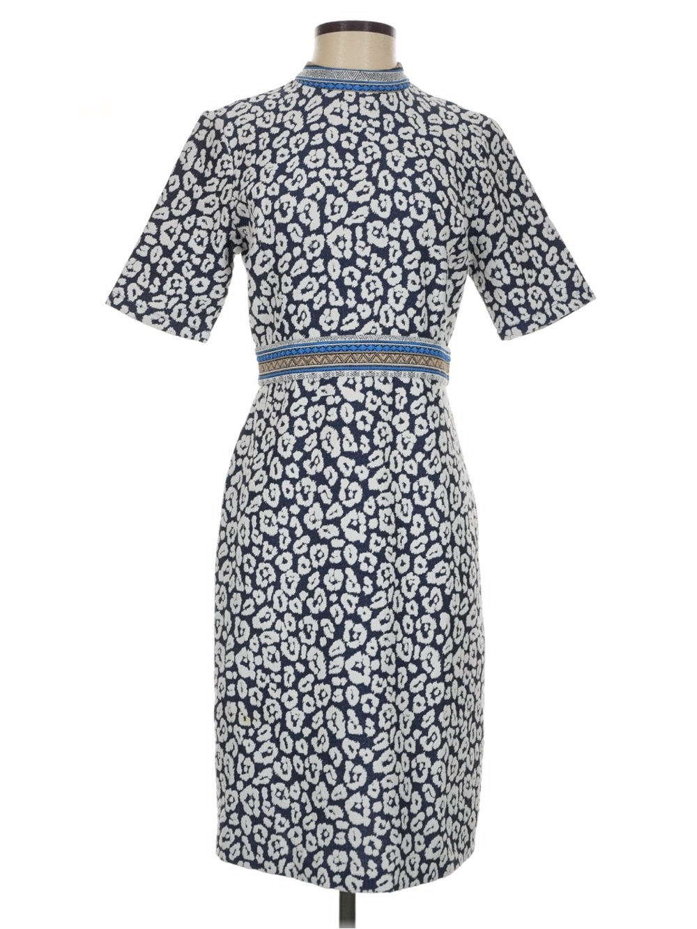 $238 J. McLaughlin Kyrie Geo Cheetah Jacquard Print Knee Length Dress Sz 2